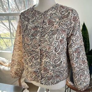 See And Be Seen Quilted Floral Botanical Buttoned Front Lightweight Jacket